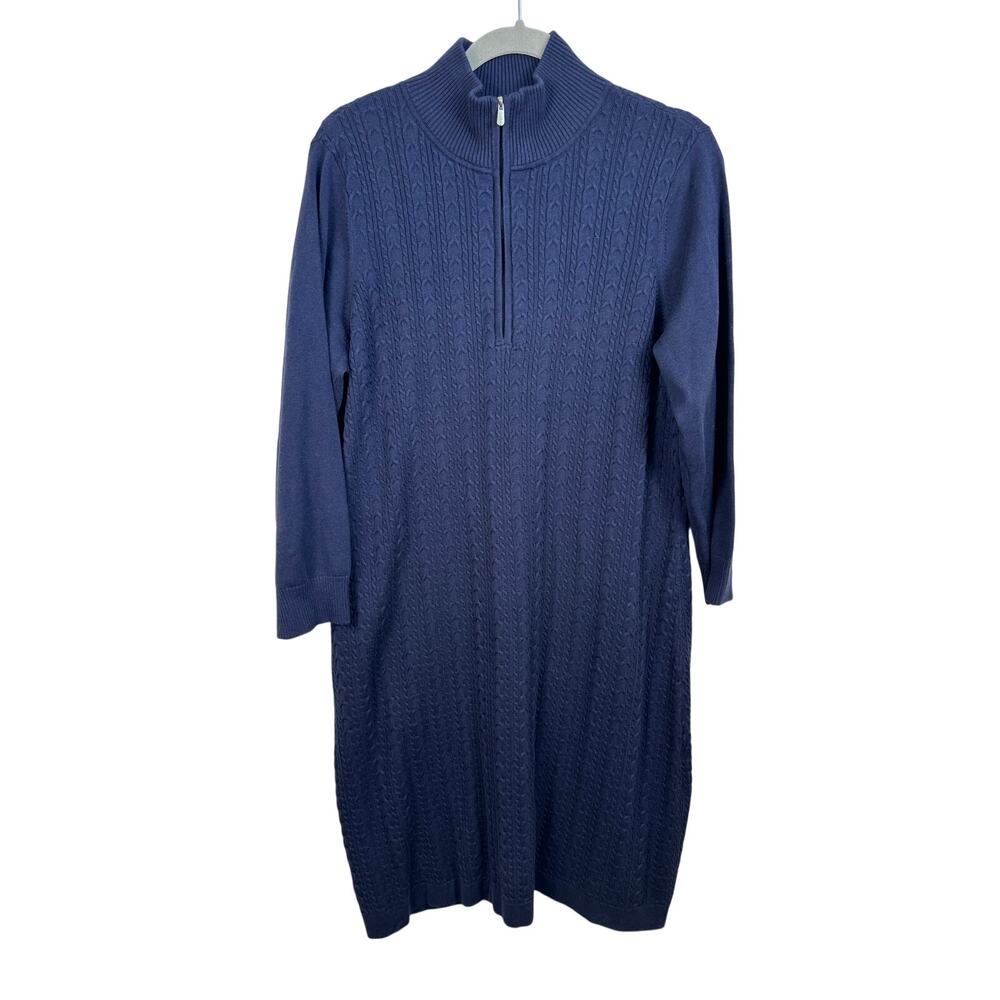 Tommy‎ Bahama Sweater Dress Women XL Navy NEW Pickford Cable Knit Half Zip